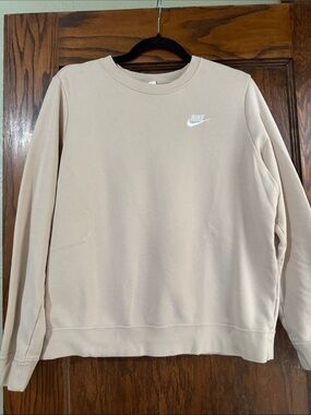 Nike Beige Crewneck Sweatshirt with White Swoosh